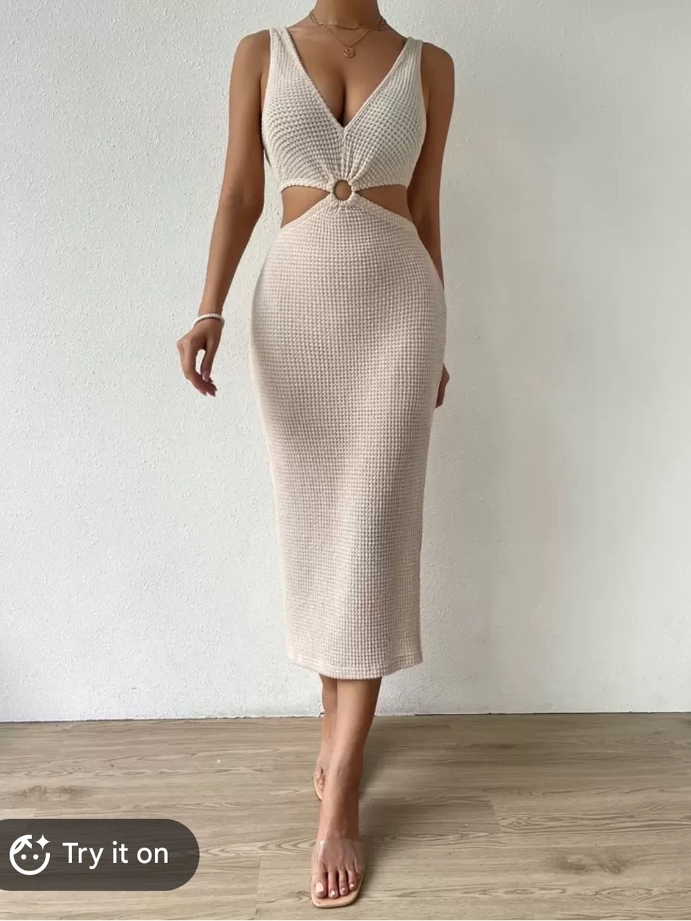SHEIN Cut Out Split Thigh Dress Maxi Vacation Beach Outfits Women